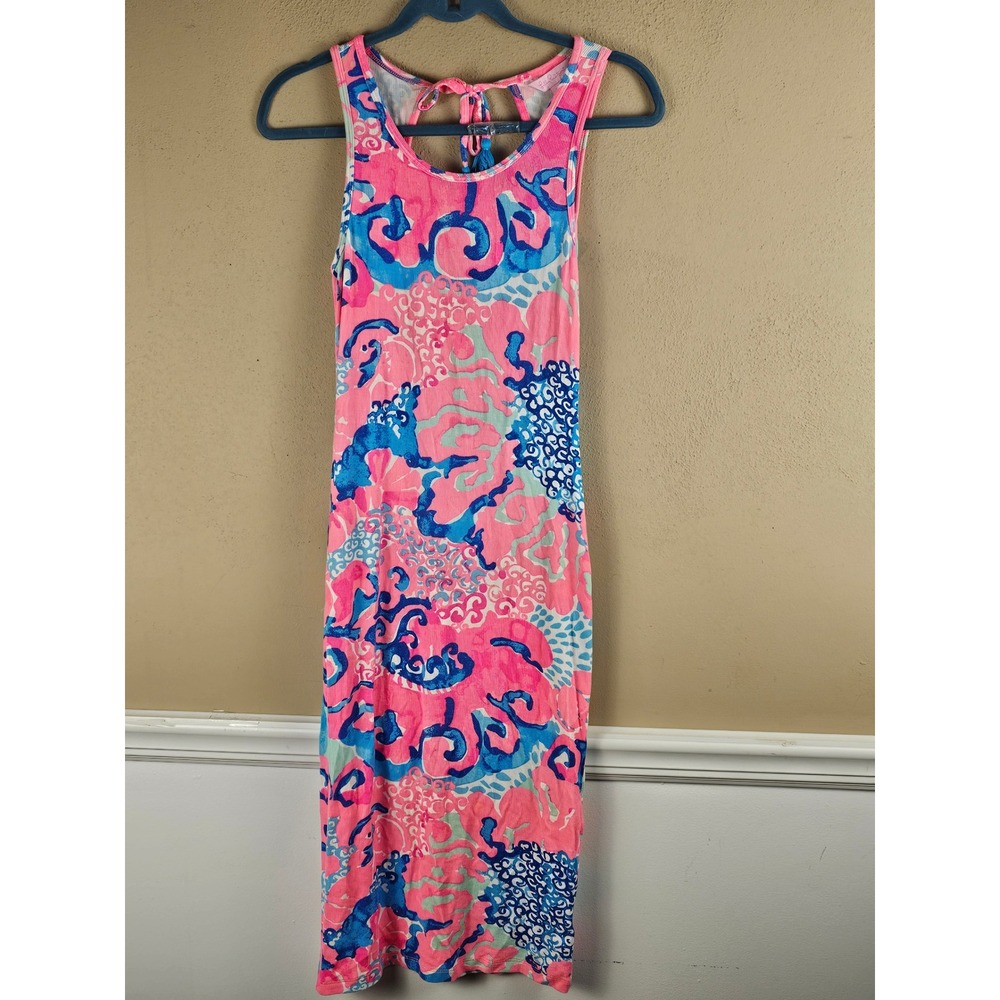 Lilly Pulitzer Womens Melle Trapeze Coral Reef I'm So Jelly Maxi Dress XS